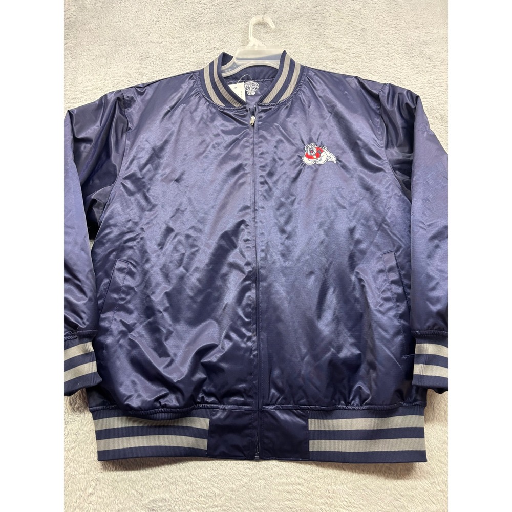 Rivalry Threads Fresno State Bulldogs Navy Blue Bomber Jacket‎ Mens Medium NEW